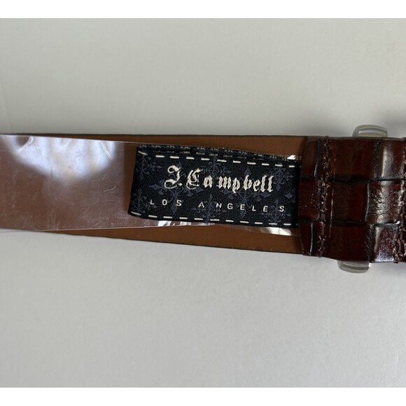 J Campbell Los Angeles Belt Italian Leather Mens Brown Embossed Size 34 - Picture 7 of 11